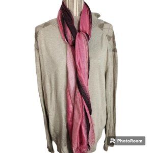 Designer Pink Black & Gold Metallic Head or Neck Scarf